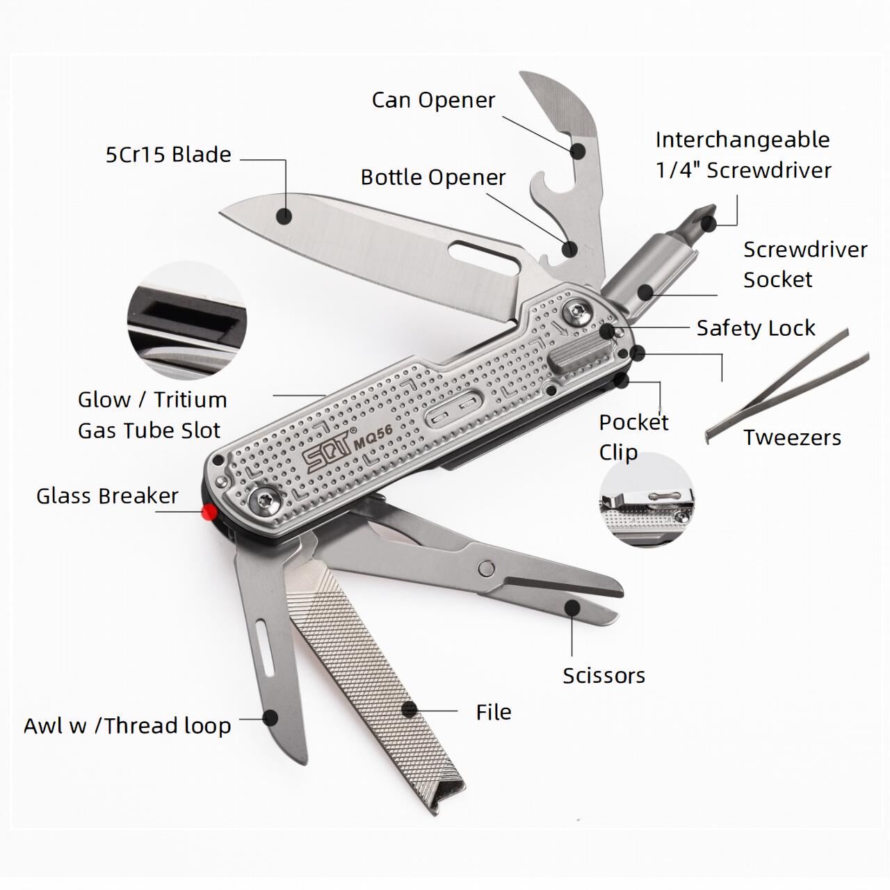 SQT Multitool 14 in 1 pocket knife MQ56